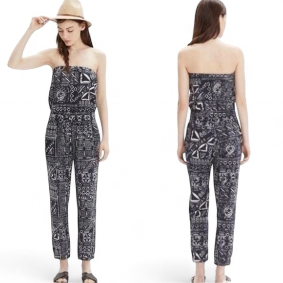Madewell Pants - Madewell Kingston Cover Up Jumpsuit Inkstone Aztec Tribal Strapless Boho Size S